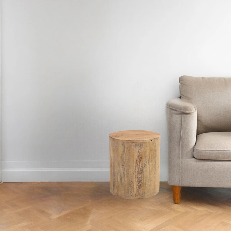 HomeRoots 18 Natural Solid Wood Round End Table - 16