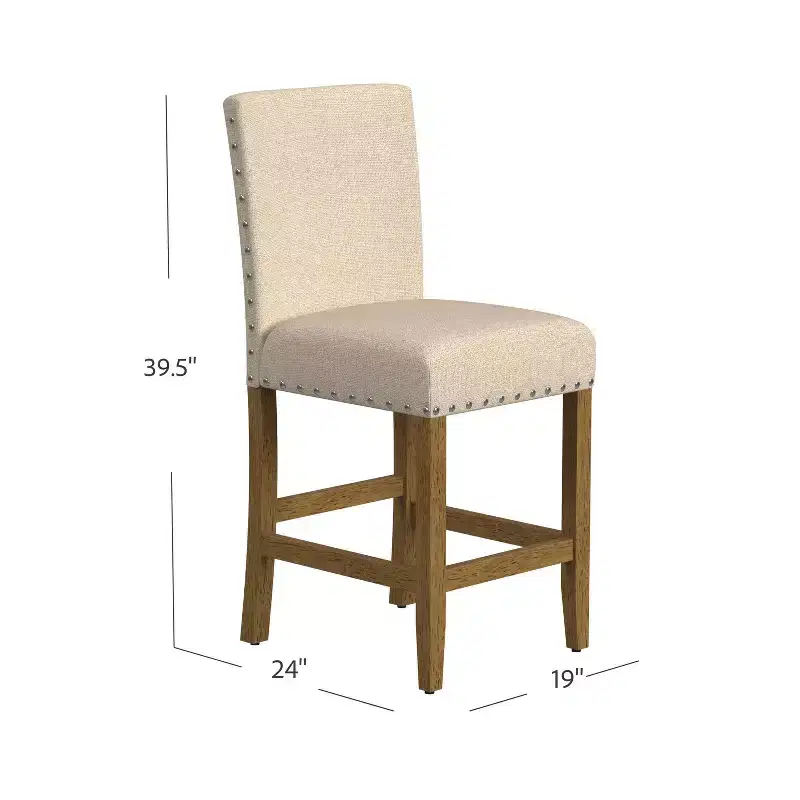 24 Upholstered Counter Height Barstool with Nailheads - HomePop