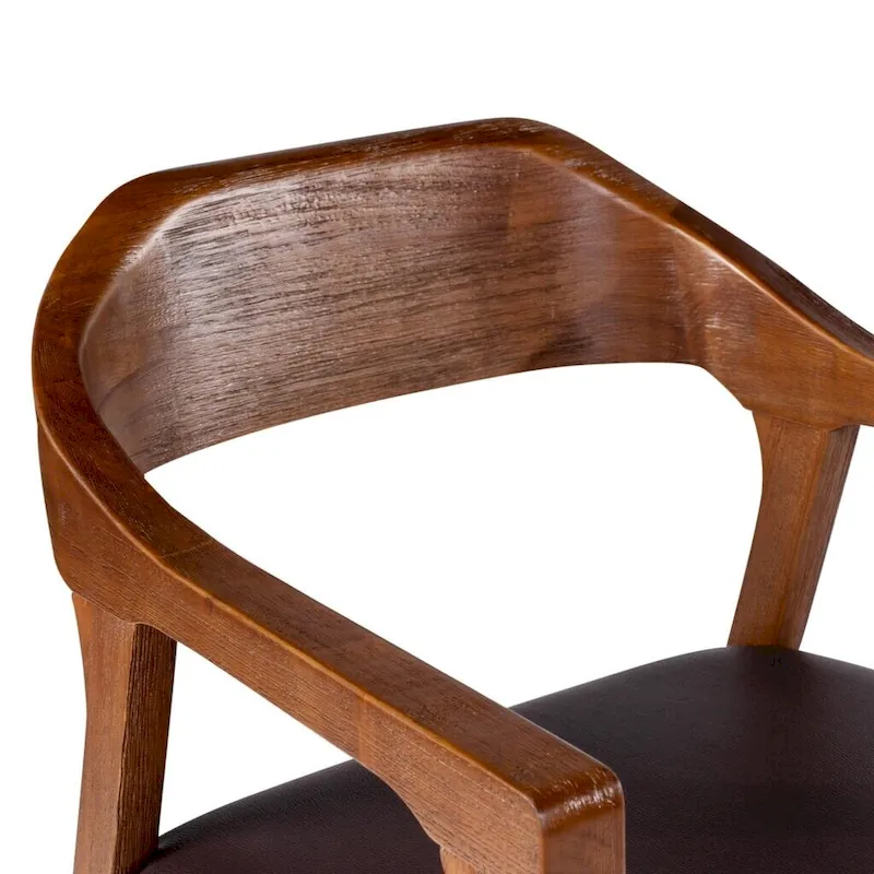 Rubberwood Dining Armchair with Faux Leather Seat
