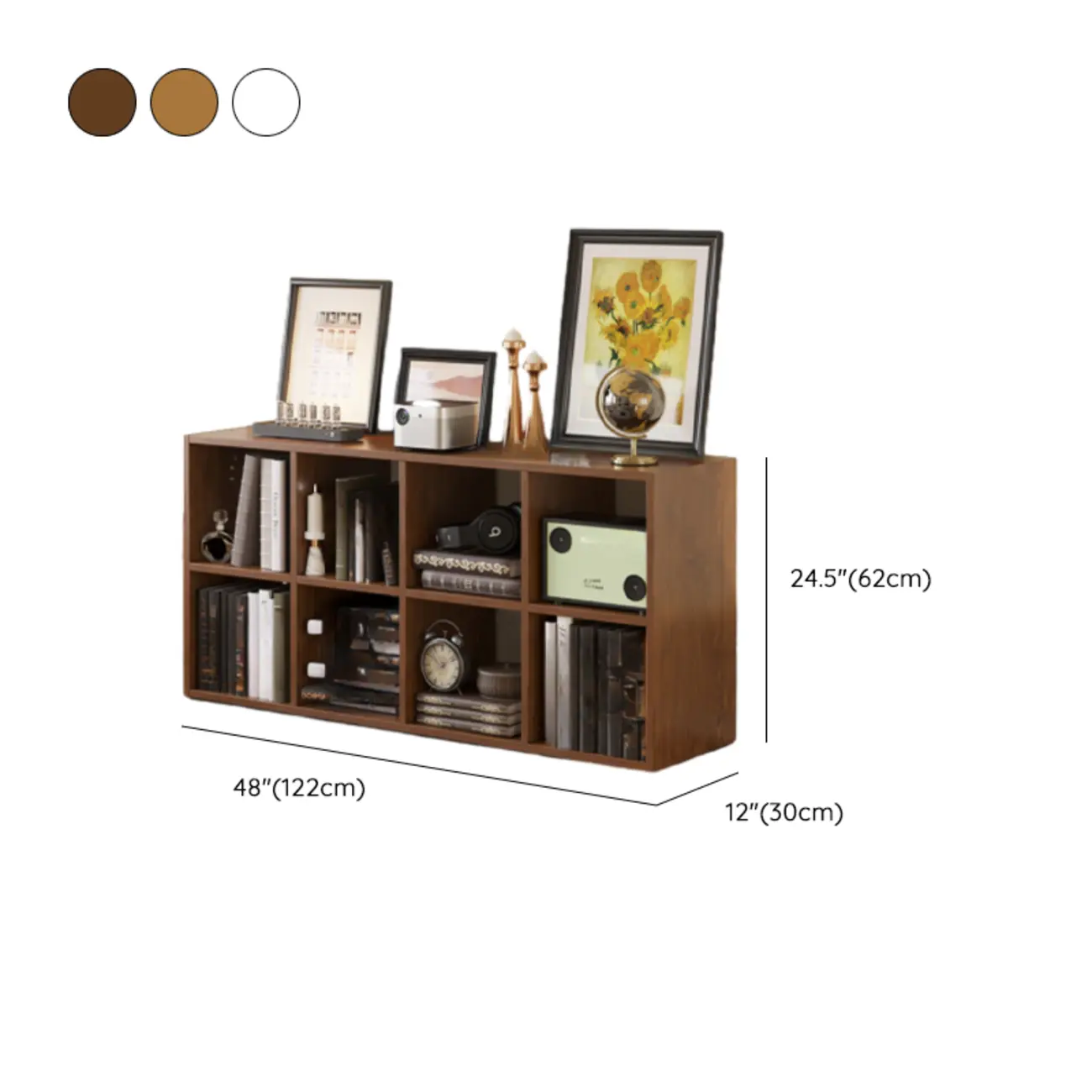 Classic Brown Cherry Wood Open Back Cube Bookcase