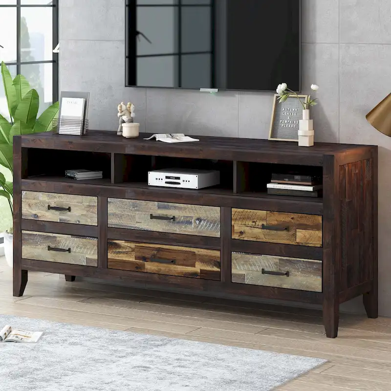 TV Stand with 6 Drawers and 3 Shelves