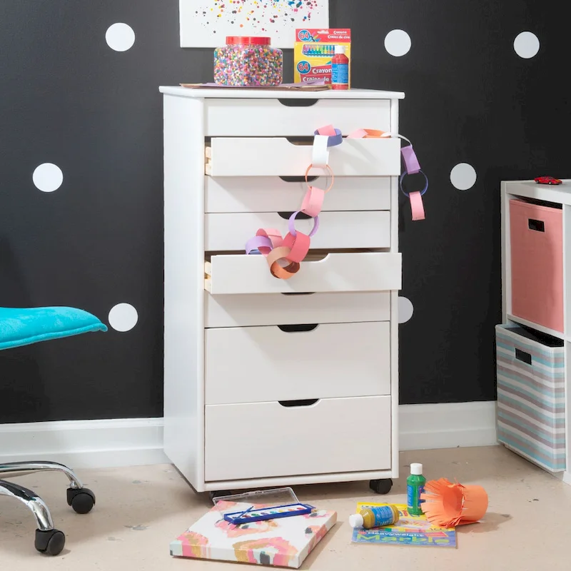 40 White Rolling Storage Cabinet with 8 Drawer