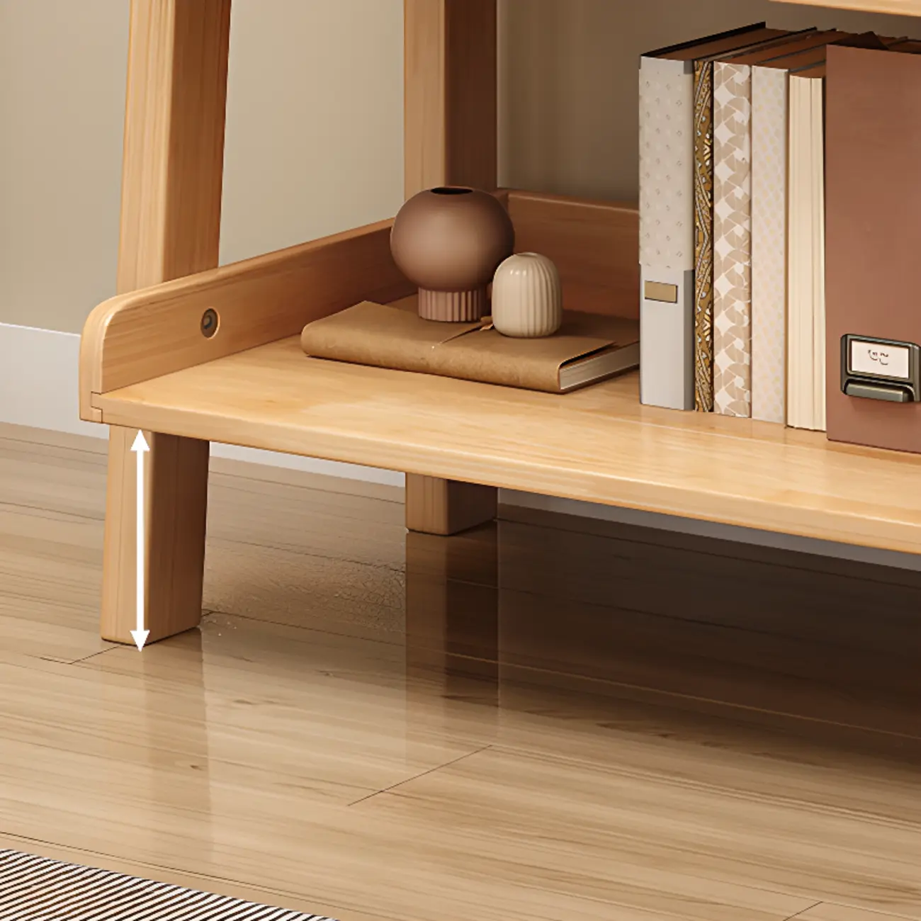 Scandinavian Rectangle Wood 5-Tier Ladder Bookcase