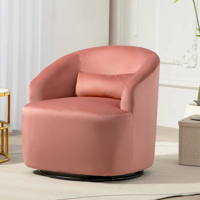 Modern Velvet Upholstered Swivel Accent Chair