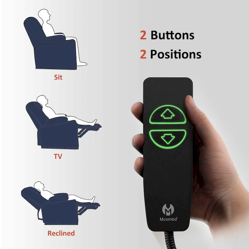 MCombo Electric PowerRecliner Chair with Massage & Heat, Plush Fabric 8015