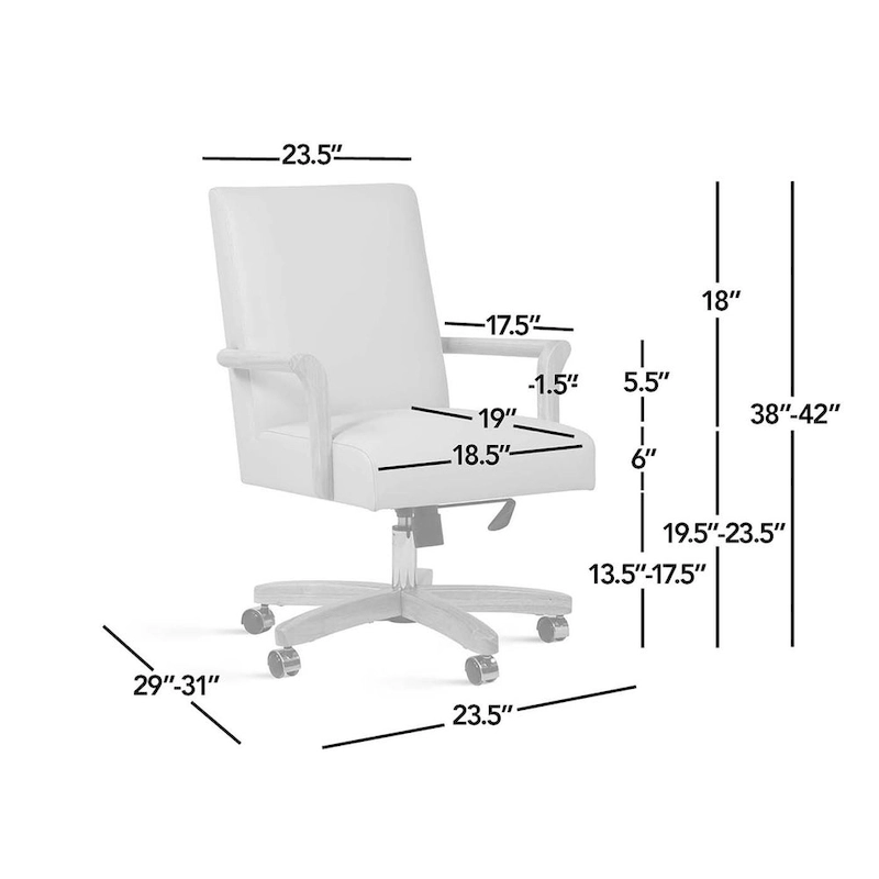 Dumont Modern Farmhouse Top Grain Leather Swivel Office Desk Chair