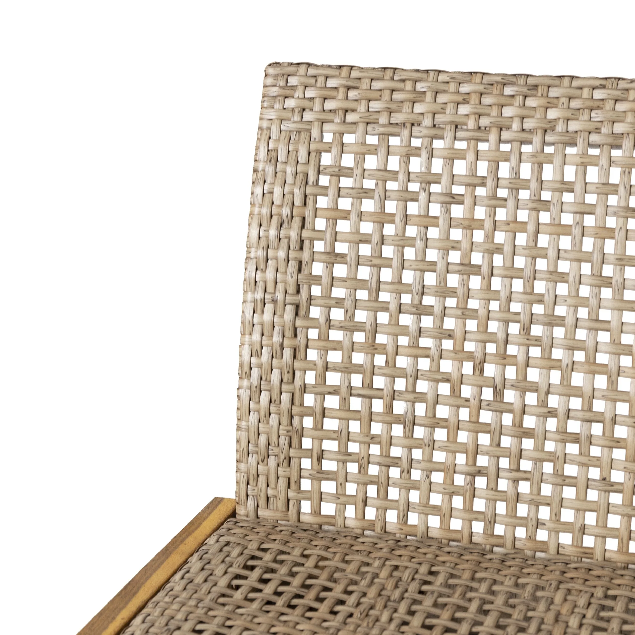 Outdoor Wicker Barstools, Set of 2, Light Multi-Brown and Teak - NH102413