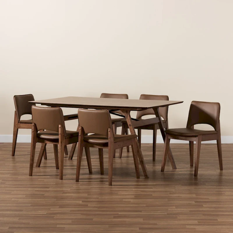 Afton Mid-Century Modern 7-Piece Dining Set