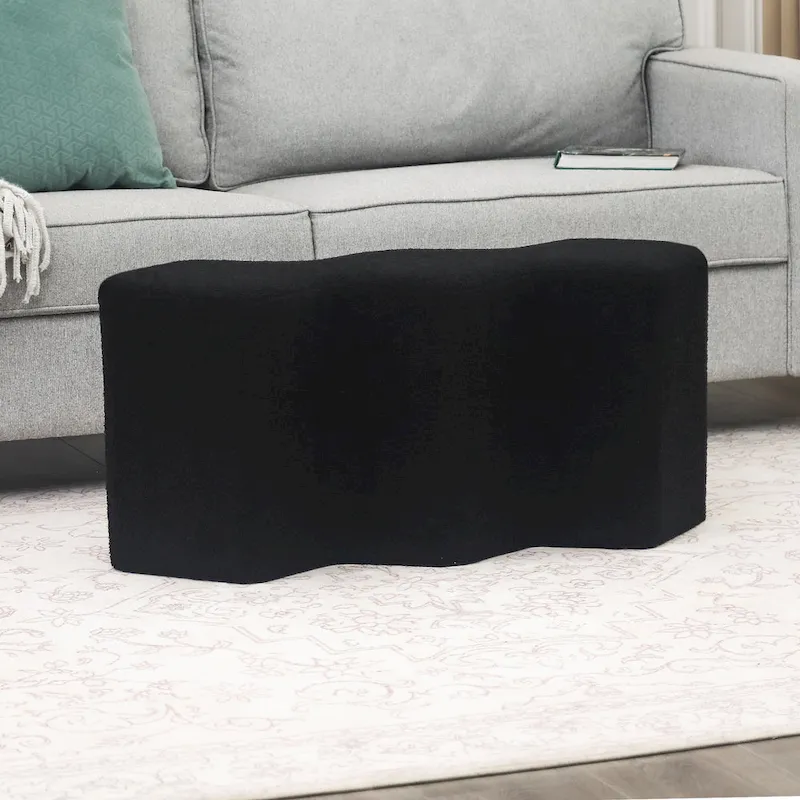 Adeco 35   Long Ottoman Bench Velvet Polygon Foot Stool