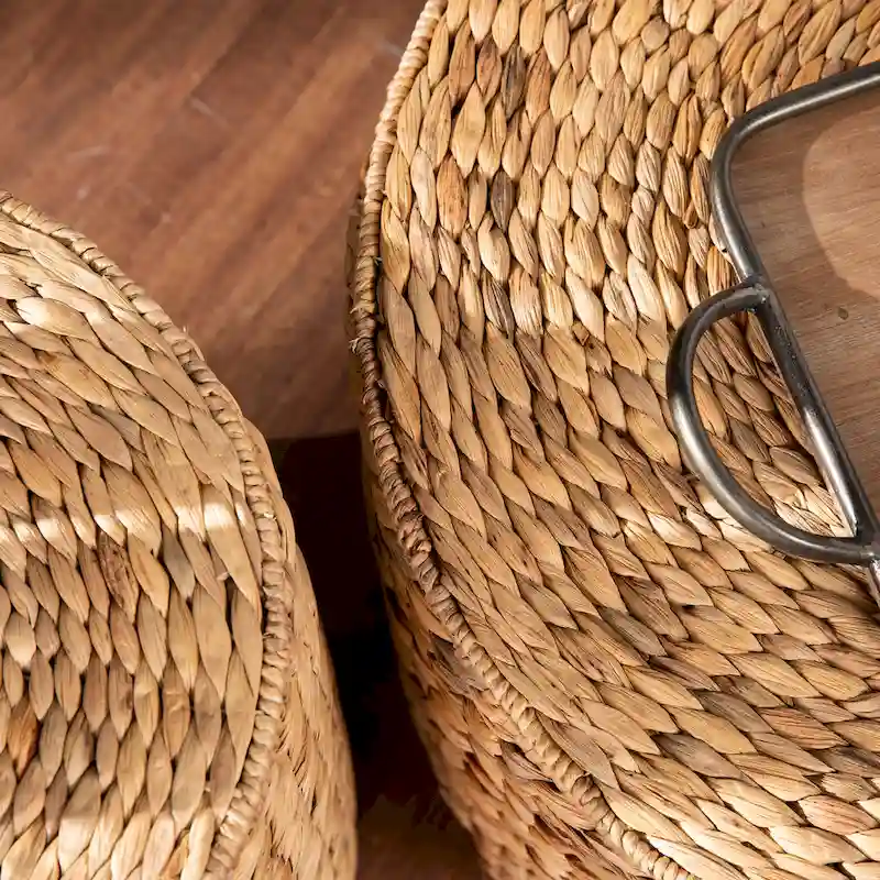 SEI Furniture Sachi Natural Woven Water Hyacinth Coffee Tables (Set of 2) with Storage