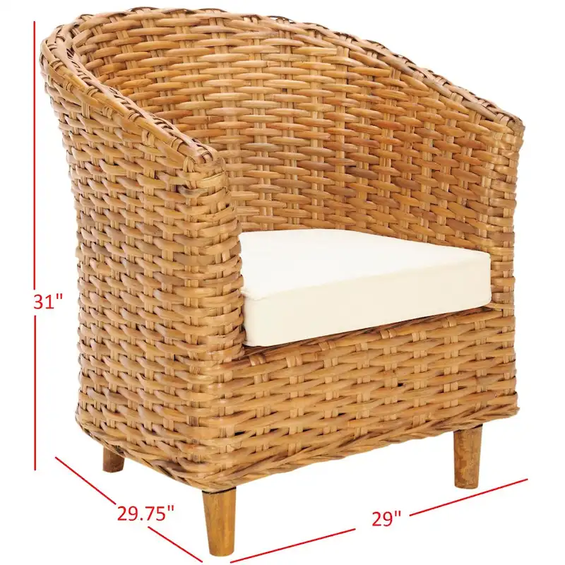 Rattan Barrel Chair with Cushion