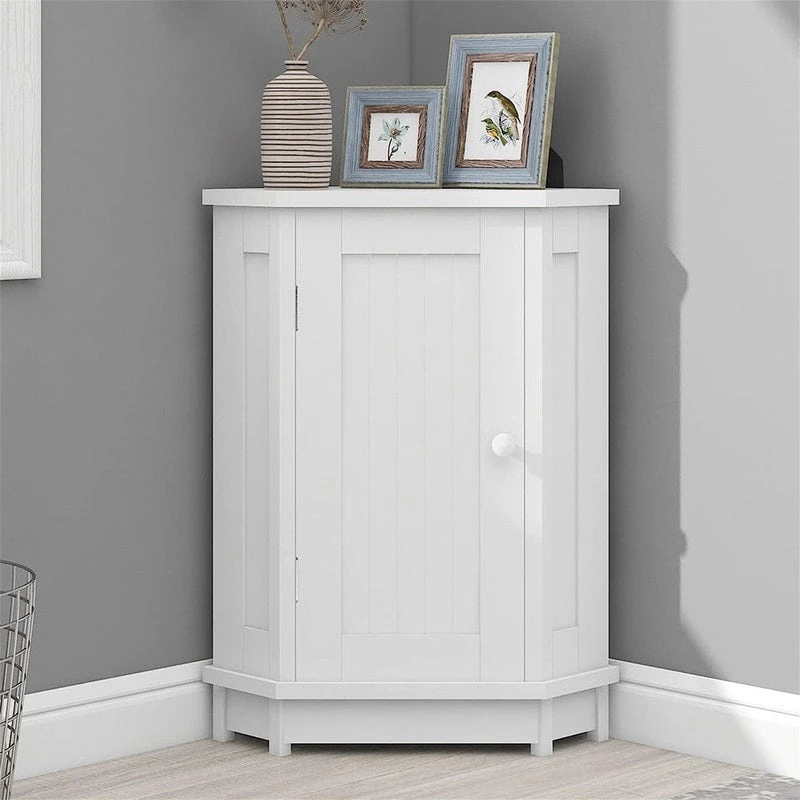 Bathroom Storage Cabinet with Adjustable Shelves,Free Standing Corner Cabinet with Single Door,Freestanding Floor Cabinet