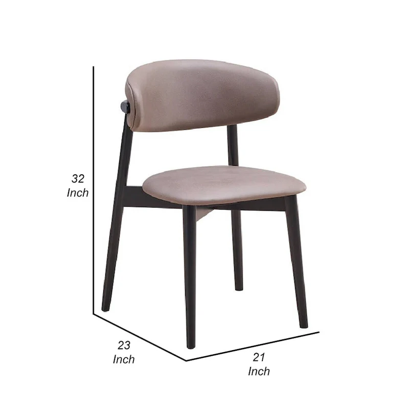 Anae 23 Inch Side Dining Chair Set of 2, Turned Legs, Gray Fabric, Black