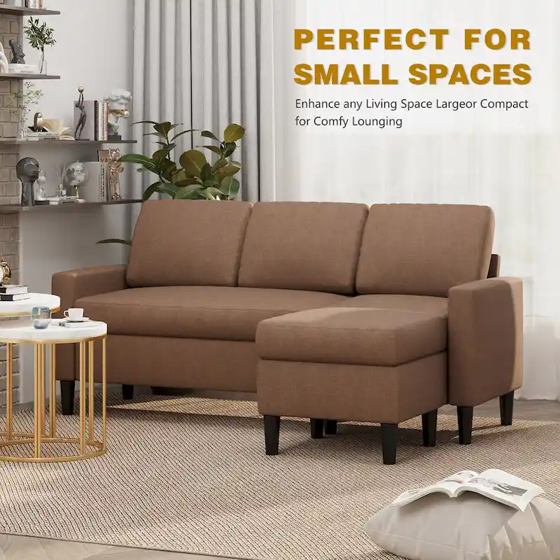 Futzca 74 Convertible Sectional Sofa Couch, Small L-Shaped Sofa