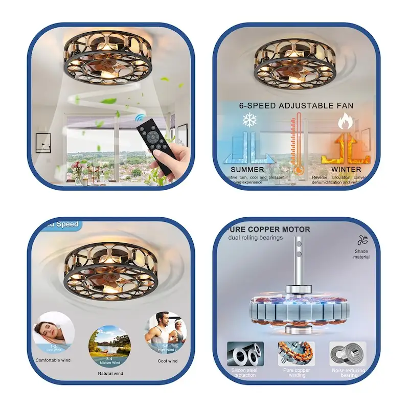 LED Ceiling Fan Lights with Remote Control