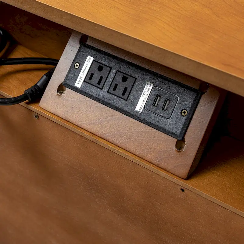 Mid-century Modern 2 - Drawer Nightstand with Built-In Outlets and USB