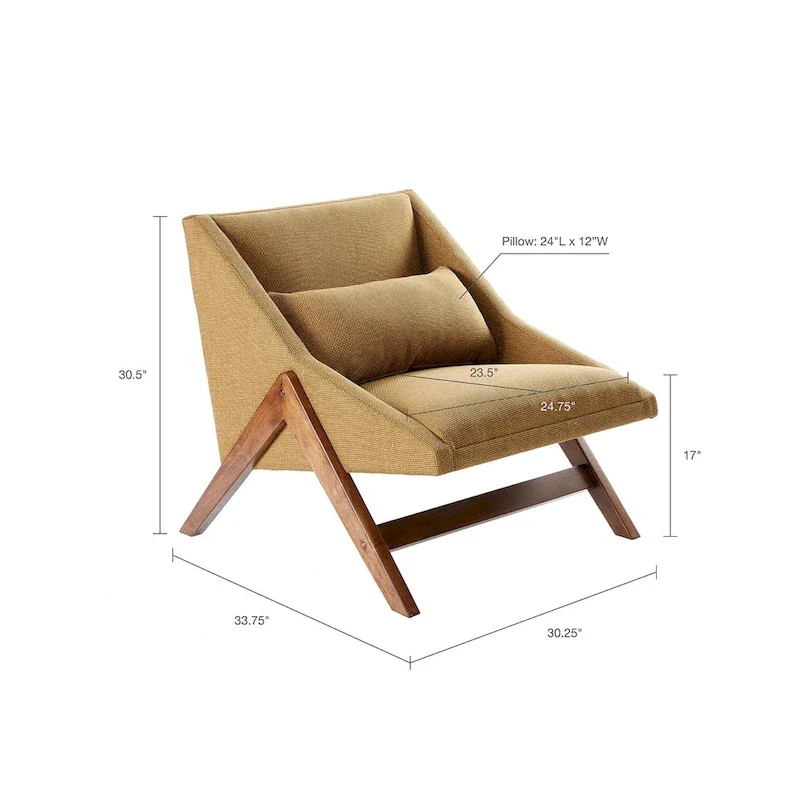 INK+IVY Turi Mustard Yellow/ Pecan Lounge Chair