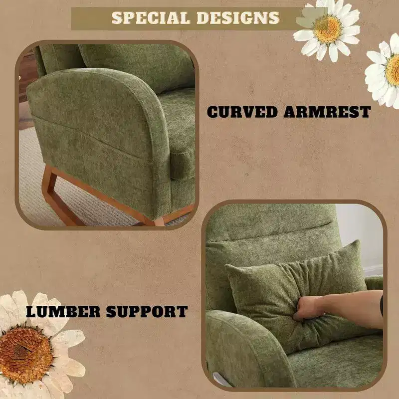 Karl Home Upholstered Green Rocking Chair