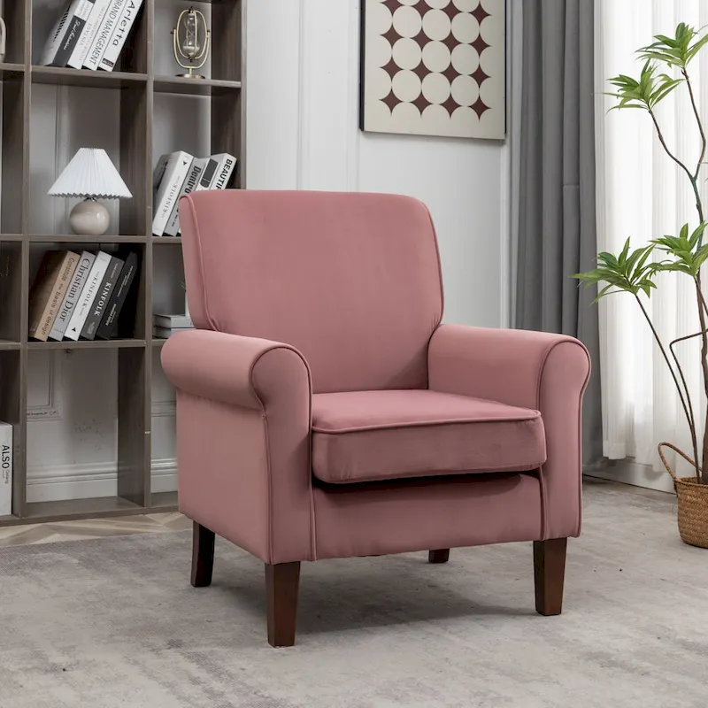 Traditional Rolled Arm Living Room Armchair