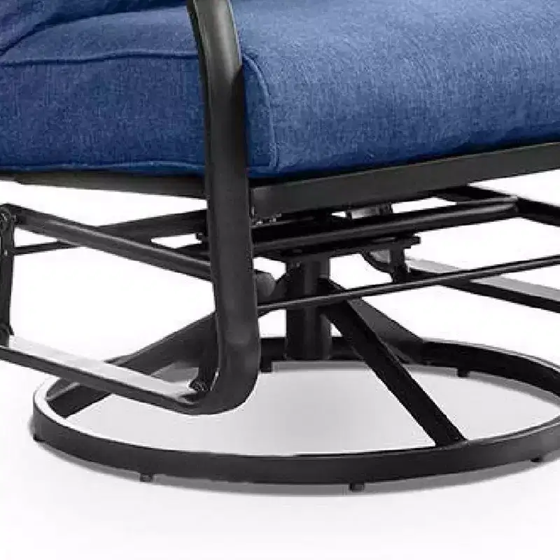 Royal Hampton Swivel Glider Armchair Set of 2, Navy Blue Cushion, Black Metal