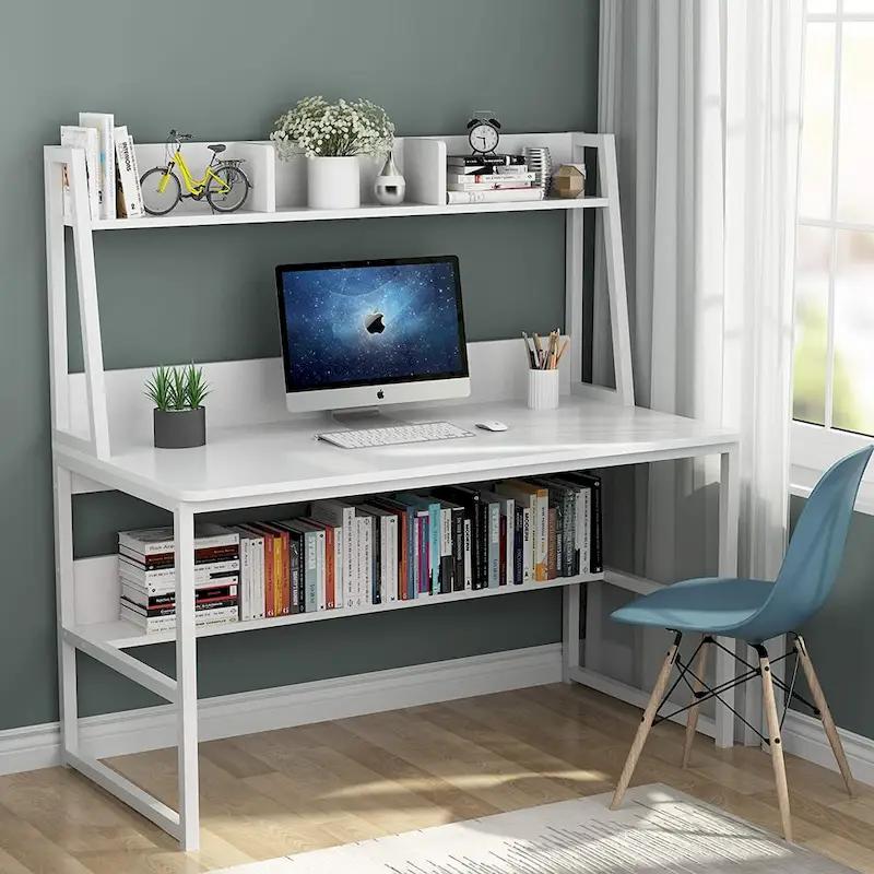 47 Inches Computer Desk with Hutch and Bookshelf