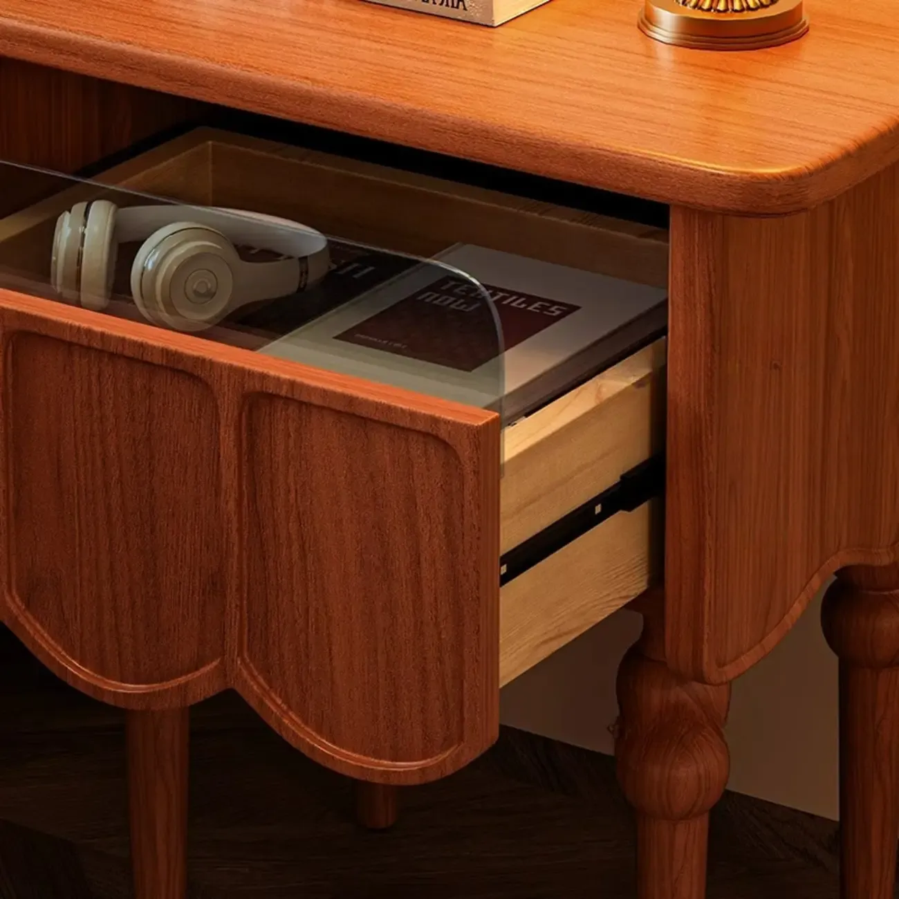 Narrow Modern Wood Nightstand with Drawer