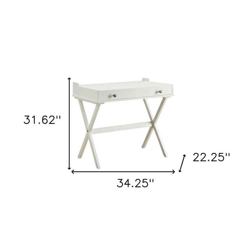 HomeRoots 34 Antiqued White Wood Flip Top Desk