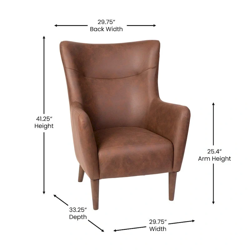 Upholstered Wingback Accent Chair with Wooden Frame and Legs