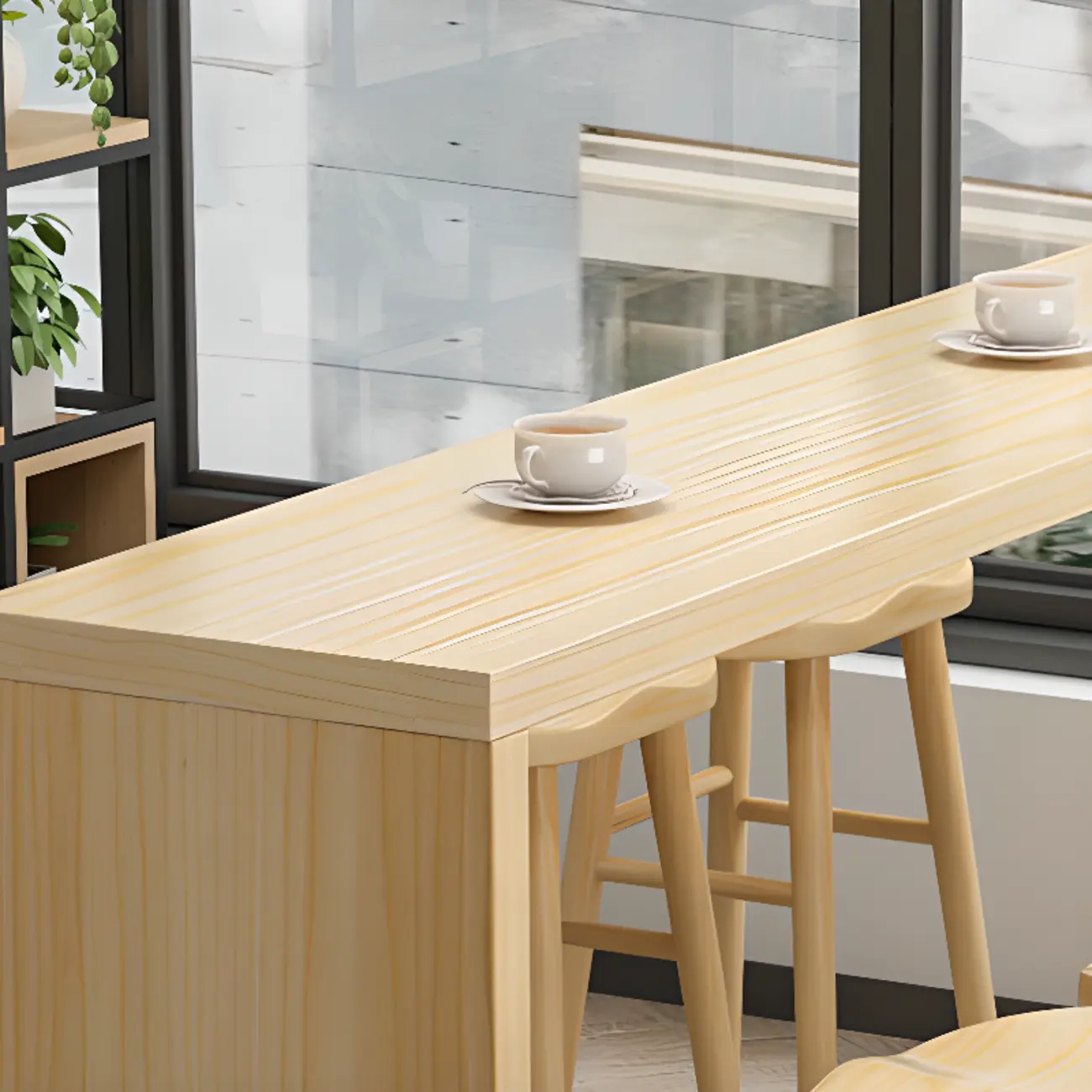 Scandinavian Solid Wood Pub Table Rectangle 4 Seats