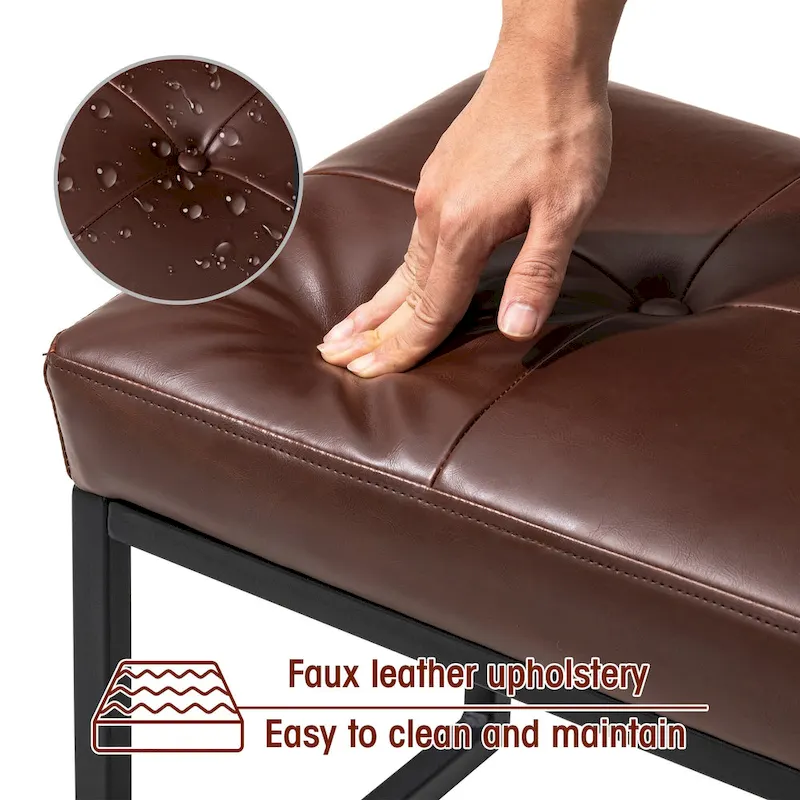 Glitzhome 24W Modern PU Leather Button-tufted Ottoman Foot Stool