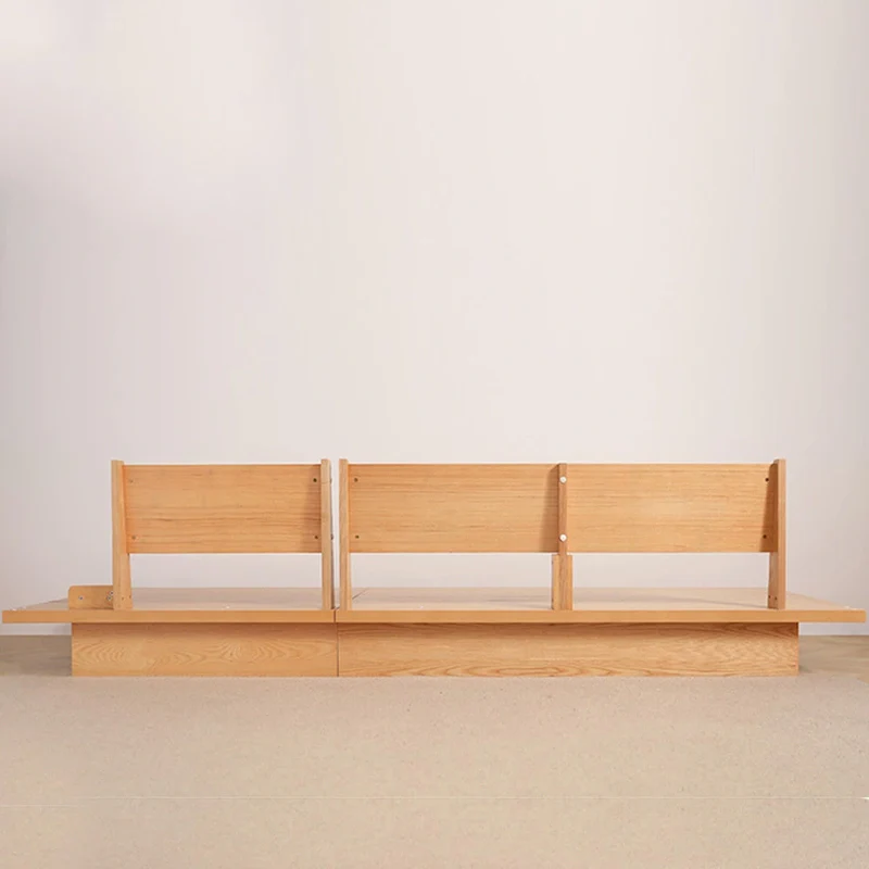 JASIWAY Cotton Line Beige Sofa With Wood Frame