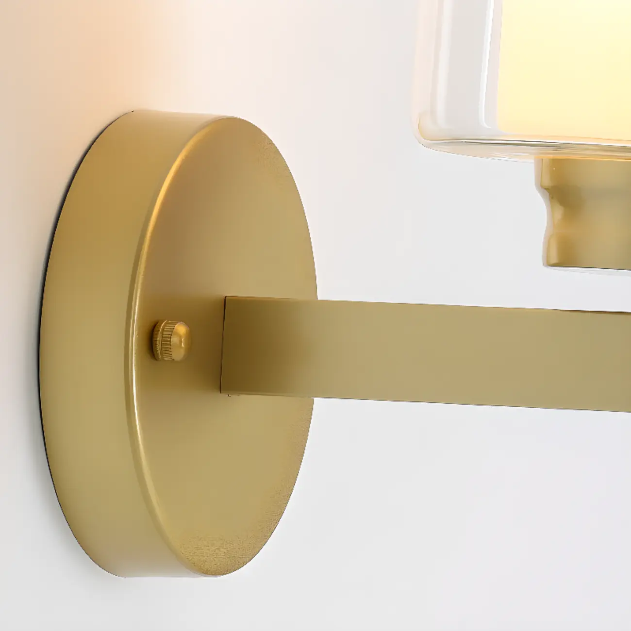 Modern Cylinder Brass Glass Shade Wall Sconce Light Fixture