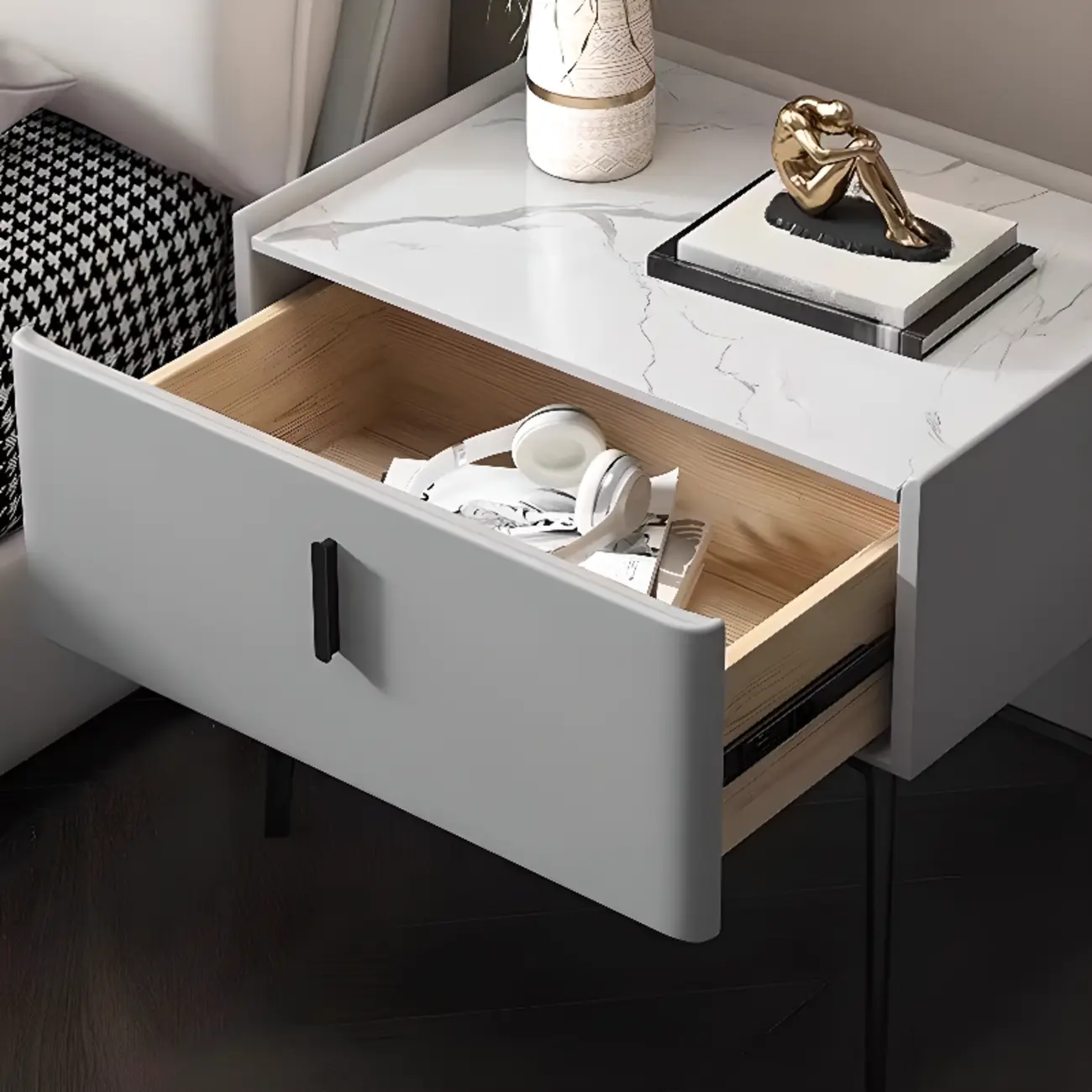 Modern Narrow Nightstand with Drawer