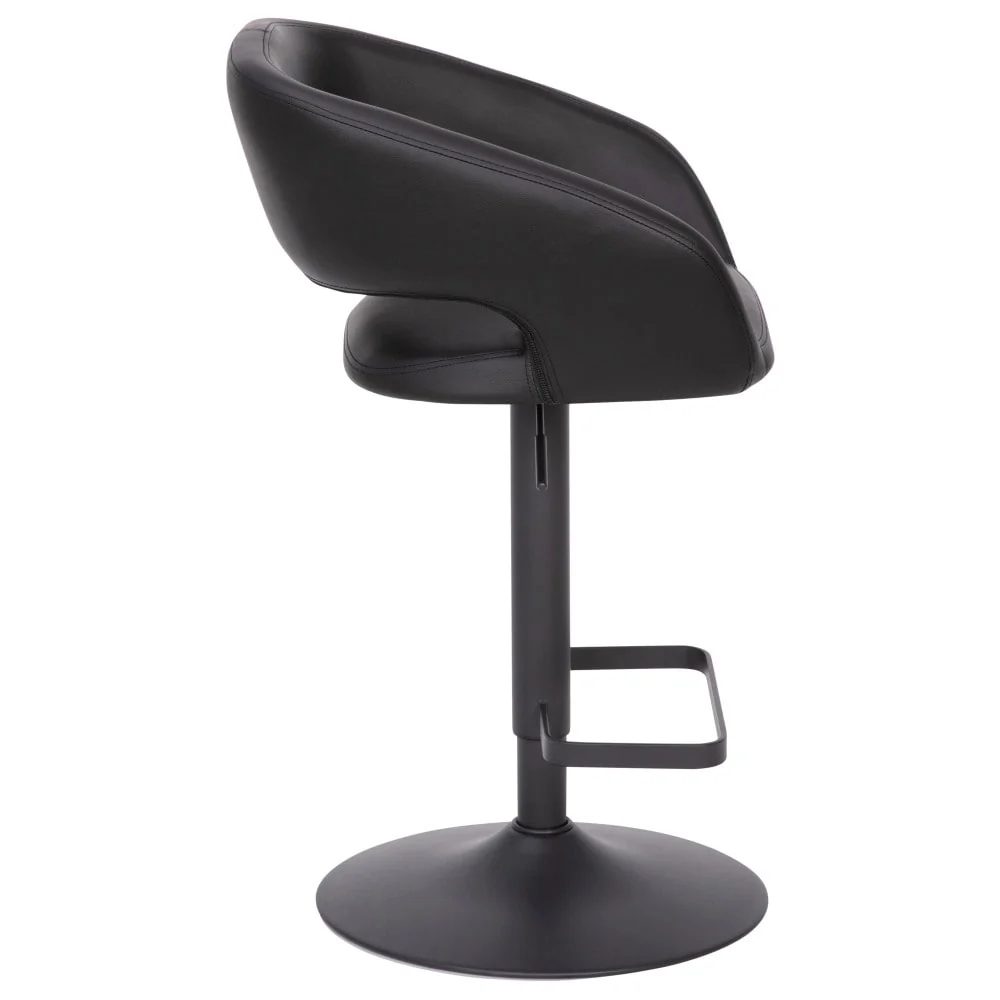 Modern Upholstered Adjustable-Height Barstool with Rounded Back