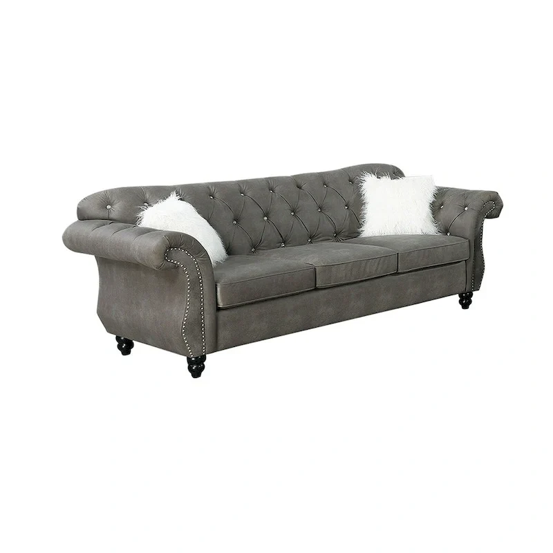 Living Room Sofa with Button Tufted Back