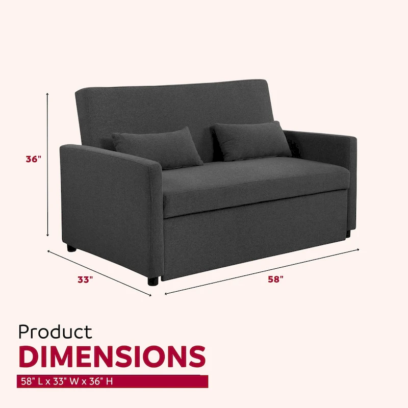 Taite 58 in. Convertible Pull Out Sleeper Sofa Bed