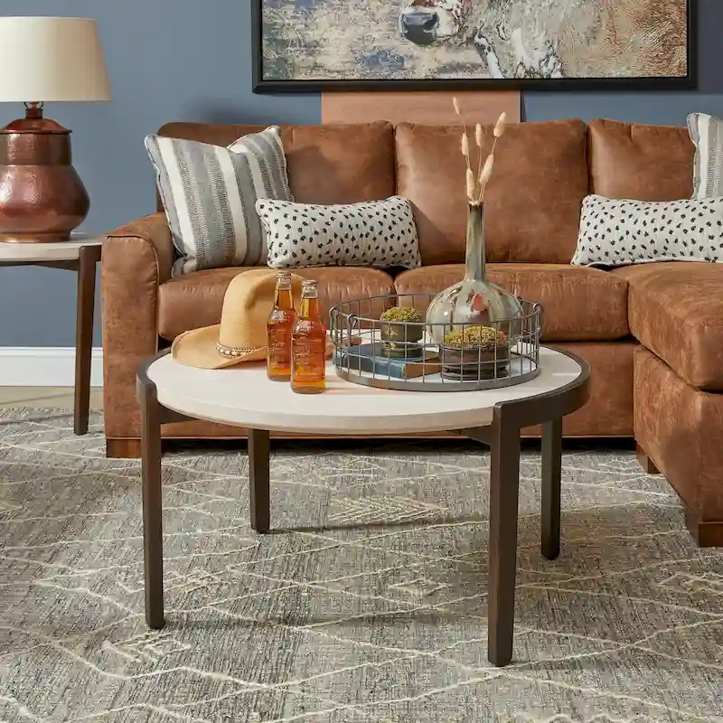 Palette Stone Round Coffee Table - 35 x 18 x 35