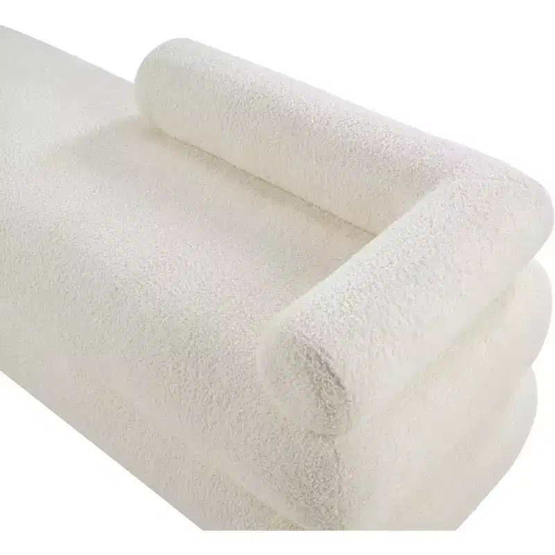 Meridian Furniture,Kennedy Faux Shearling Teddy Fabric Bench
