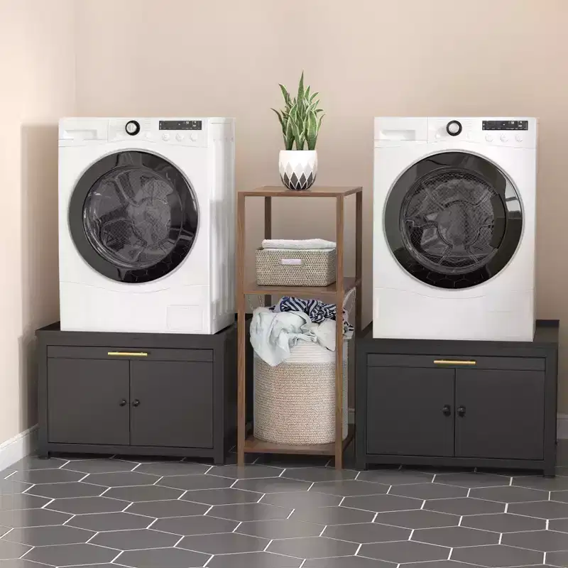 Black / White Heavy-Duty Metal Washer & Dryer Pedestal Stand – Single Unit, Anti-Vibration