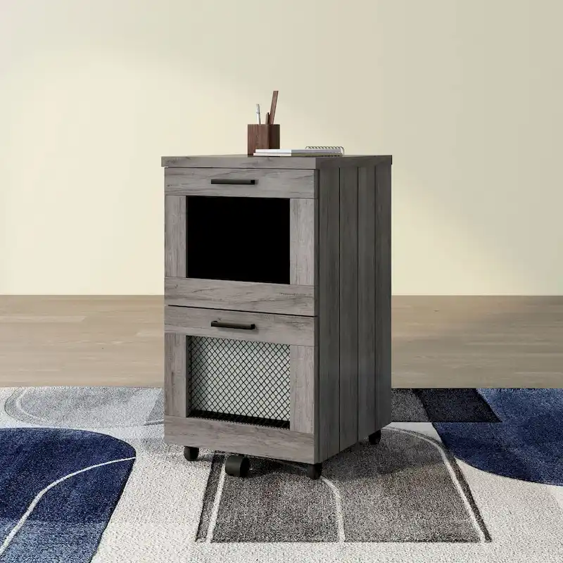 DH BASIC Rustic Grey 2-Drawer File Cabinet by Denhour