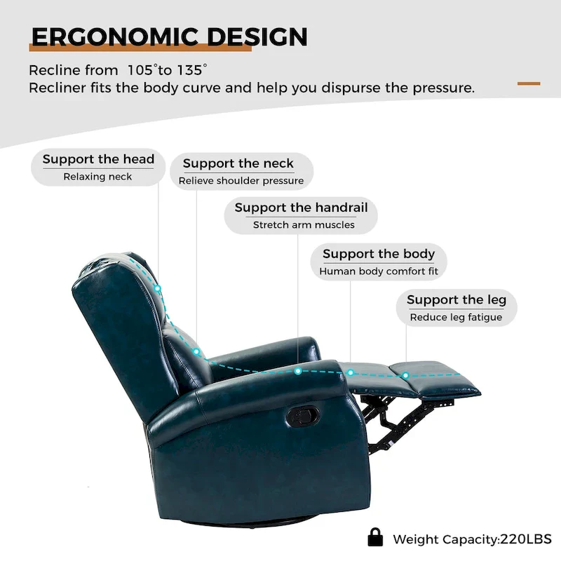 Faux Leather Swivel Nursery Recliners (Metal Base) — Set of 2