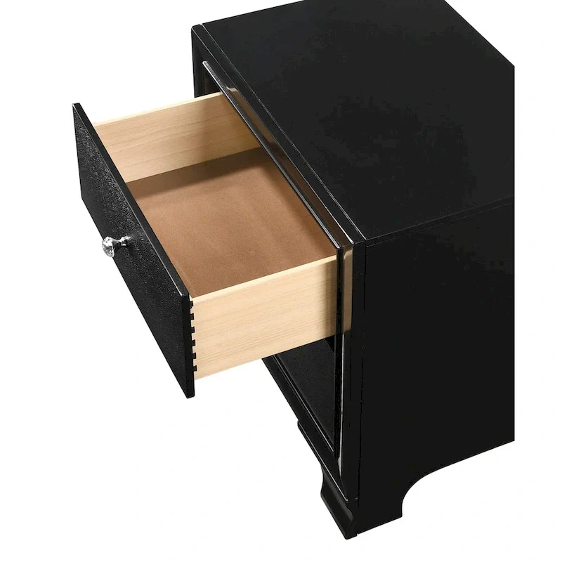 4-Piece Black LED Fabric Tufted Panel Bedroom Furniture Set