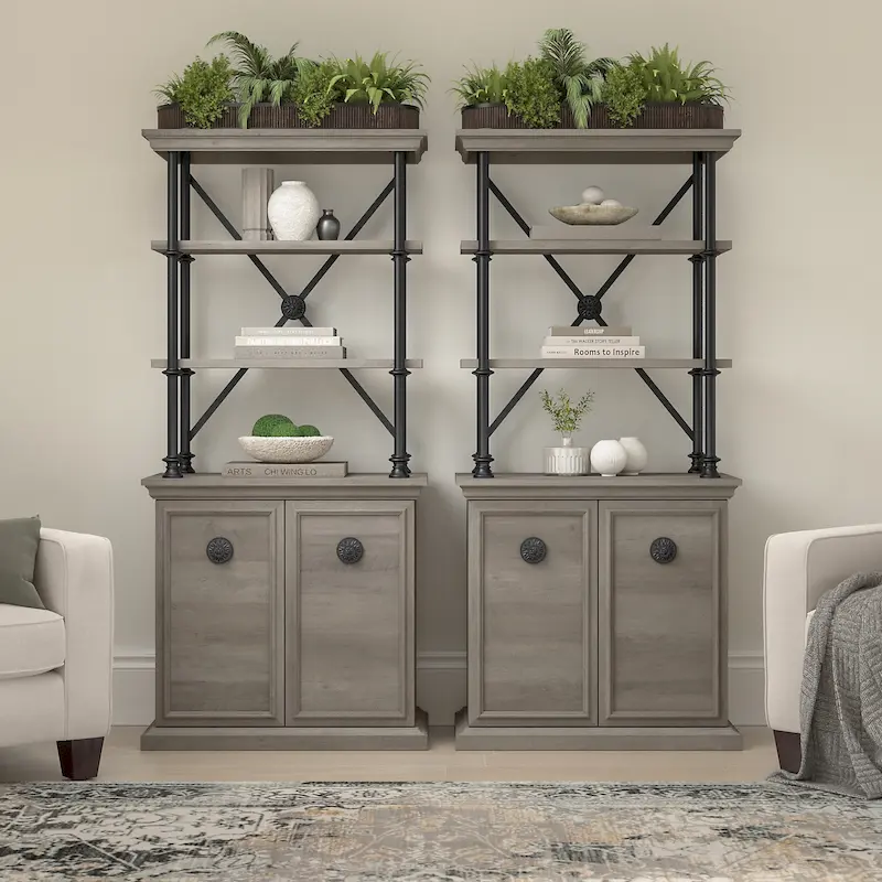 Coliseum Designer Bookcase with Doors (Set of Two) by Bush Furniture