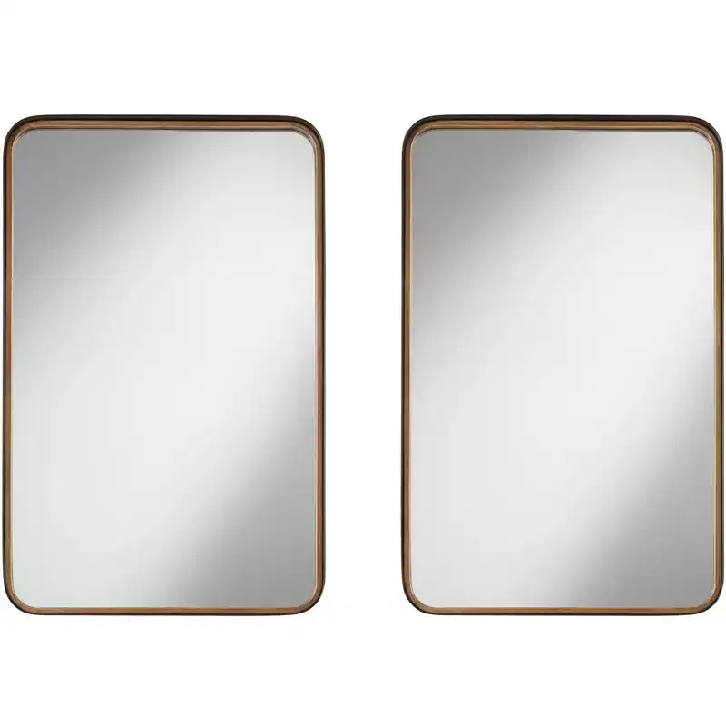 Gold & Black Rectangular Wall Mirror, Vertical, Set of 2