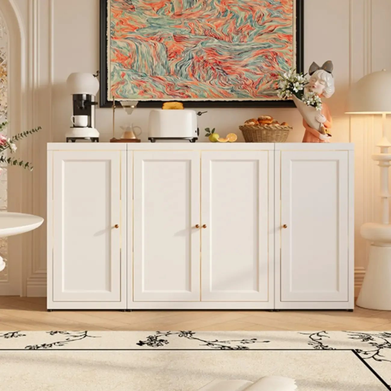 Simple Contemporary Metal 3-Shelf Buffet Cabinet