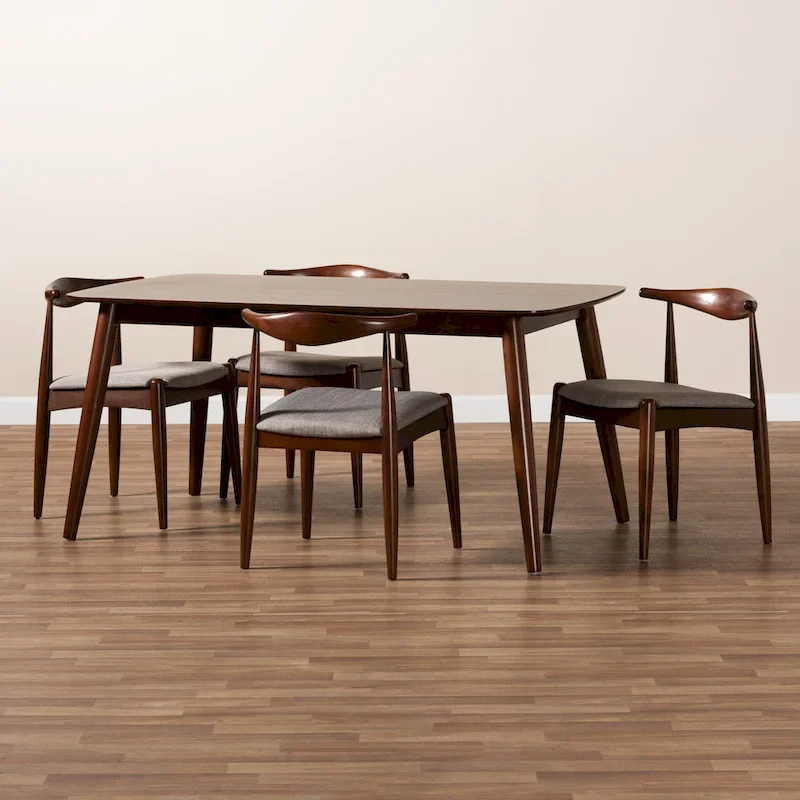 Aeron Mid-Century Modern Upholstered 5-Piece Dining Set