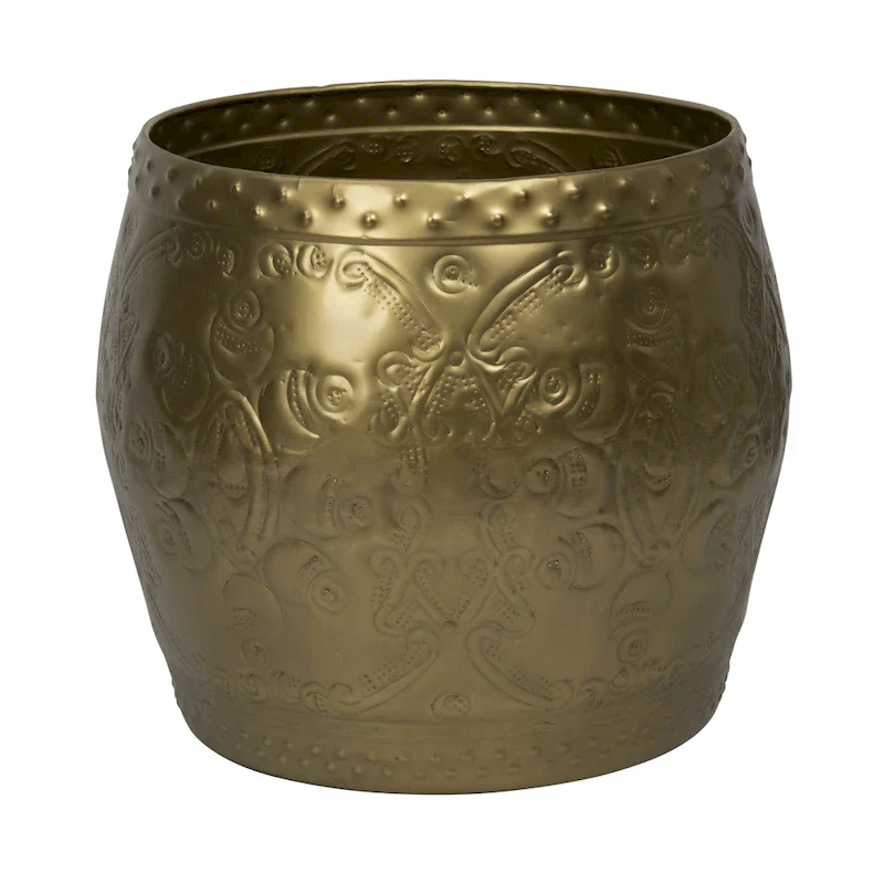 Debossed Metal Drum Side Table