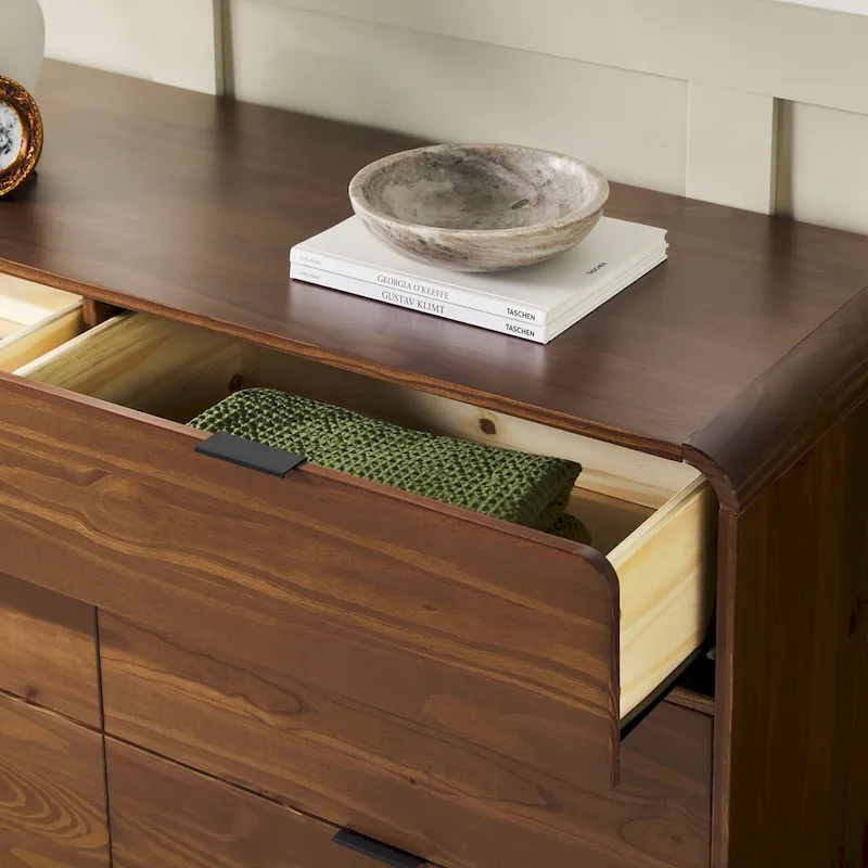 6-Drawer Solid Wood Dresser with Curved Top