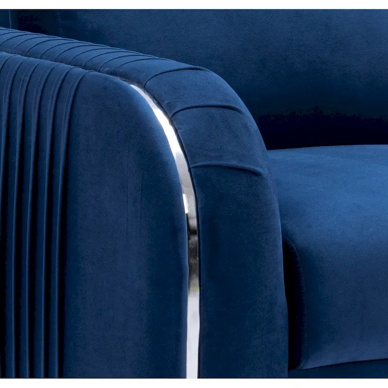 Blue 38 Modern Velvet Accent Chair with Polished Chrome Trim Legs