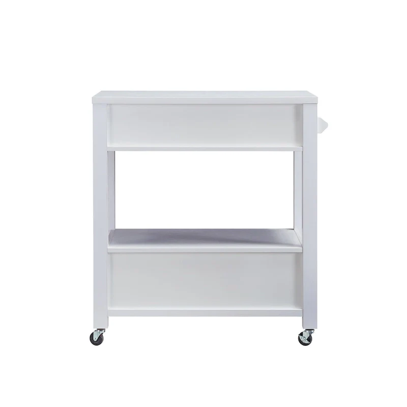 Modern 2-Drawer Caster Serving Cart with Towel Bar